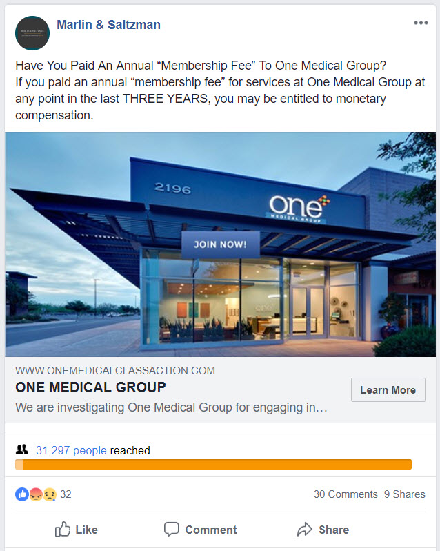 Facebook ad example used to find PAGA plaintiffs for law firms